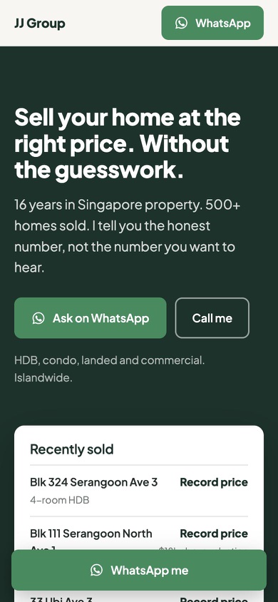 The demo site on a phone